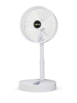 Вентилятор настольный 16,8х8,7х36см 5В 5Вт складной 1скорость регулировка наклона регулировка высоты питание от USB белый пластик 000000000001227267