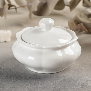 Сахарница 11x8см Цветок белый керамика 000000000001210824