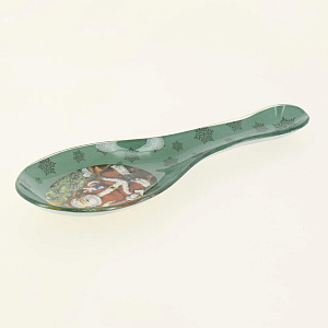 Подставка под ложку 21x7,5x1,4см ДОЛЯНА Счастливый Санта стекло 000000000001209613