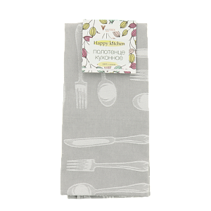 Полотенце кухонное 40х60см ВОТЕКС Столовые приборы светло-серый хлопок 000000000001208492