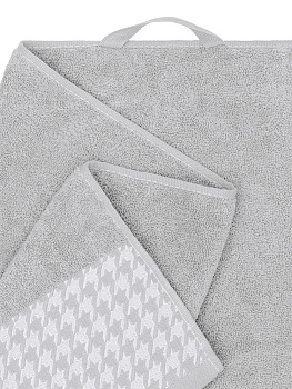 Полотенце махровое 70x130см DE'NASTIA Бордюр гусиная лапка серый хлопок 100% 000000000001219821