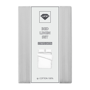 Комплект постельного белья Евро LUCKY 70х70см-2шт серый страйп-сатин хлопок 000000000001214318
