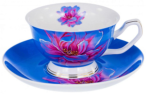 Чайная пара (чашка 200мл) BALSFORD Палитра Шиповник блю фарфор 000000000001183422