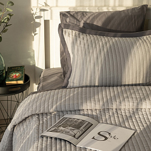 Наволочки декоративные 50x70см 2шт DE'NASTIA Structure строчка серый полиэстер 000000000001224732