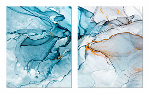 Картина на холсте (канвас) 40х50см комплект из 2-х частей Мрамор голубой 000000000001214945
