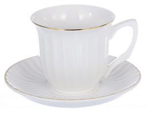 Набор кофейный 12 предметов (чашка 100мл-6шт/блюдце-6шт) белый с золотом подарочная упаковка 101-01009 000000000001177536