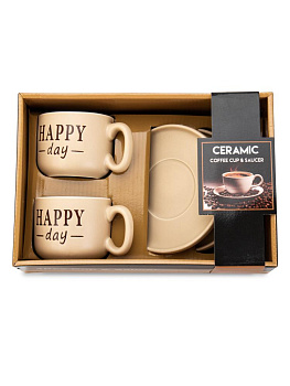 Набор чайный 4 предмета 220мл Happy beige керамика A0090-1 000000000001235034
