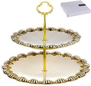 Этажерка-конфетница 2-х ярусная 22х22х3см/28,5х28,5х3см BALSFORD фарфор 000000000001194022