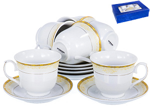 Набор чайный фарфор 12шт 6 чашек 220мл+6 блюдец квадратная подарочная упаковка ВЕНЗЕЛЯ GUTERWAHL 158-16009 000000000001193925