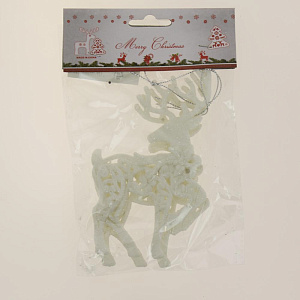Декоративное украшение 13,5см Олень 2шт белый R010510 000000000001191492