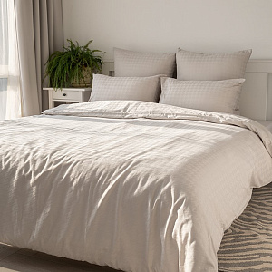 Пододеяльник 175x210см DE'NASTIA Гусиная лапка св.серый жаккард сатин хлопок 000000000001217234