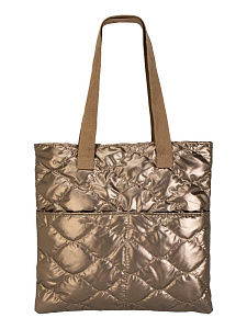 Сумка шоппер 35х34см стеганная с карманами золото полиэстер 000000000001229451