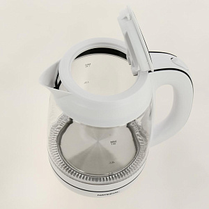 Чайник электрический 1,8л NATIONAL NK-KE18301 мощность 2200Вт. LED подсветка. Фильтр от накипи. Отключение при закипании/отсутствии воды. Белый.Стекло 000000000001201116