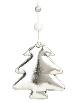 Новогоднее подвесное украшение Блестящая серебристая елка из полиуретана 8x1,5x9см 81431 000000000001201832