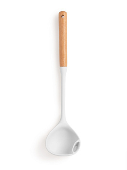 Половник 33x8x6,5см DE'NASTIA Силвуд деревянная ручка светло-серый силикон/бук 000000000001227988