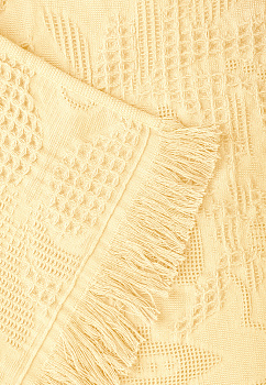 Покрывало 150x200см LUCKY Листья с бахромой желтое 100% хлопок 000000000001212553