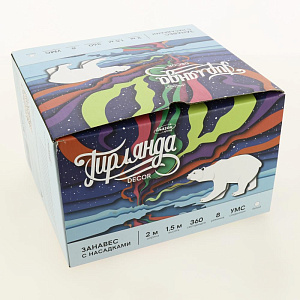 Гирлянда-Занавес 2х1,5м 360LED LUAZON LIGHTING IP20 8 режимов 220В Ёжики прозрачная нить свечение белое с насадками 000000000001207982