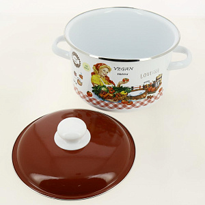 Кастрюля 4л СТАЛЬЭМАЛЬ Хозяюшка глубокая цилиндрическая белоснежная эмаль 000000000001206219