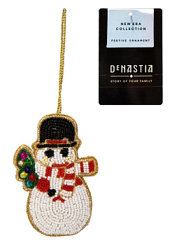 Декоративное украшение 11х7,5х2,5см DE'NASTIA Снеговик белый бисер/поролон 000000000001229681