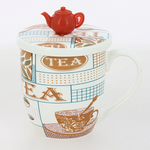 Кружка 350мл MILVIS Чаепитие с крышкой фарфор 000000000001212063