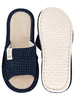 Тапочки домашние 40-41 женские открытые текстильные синий полиэстер/ПВХ 000000000001228895