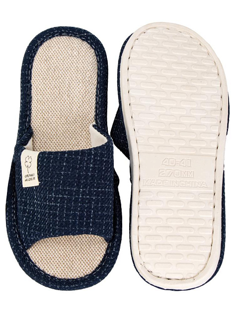 Тапочки домашние 40-41 женские открытые текстильные синий полиэстер/ПВХ 000000000001228895