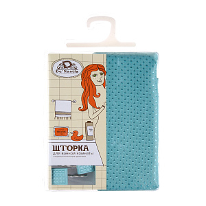 Шторка для ванной DE'NASTIA c водоотталкивающей пропиткой 180х180см голубой 100%Полиэстер S000010 000000000001121527