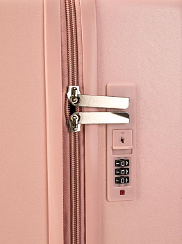 Чемодан на колесах S (38х20х43см) мишка розовый ABS 000000000001226530