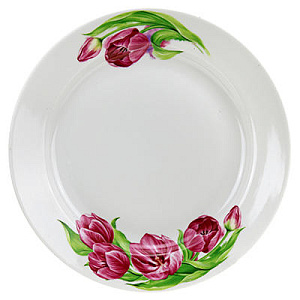 Тарелка десертная 24см Супадкий край Розовые тюльпаны фарфор 092982 000000000001193492