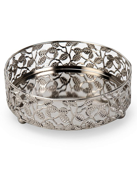 Поднос декоративный Лист 15см круглый серебро металл 000000000001230169