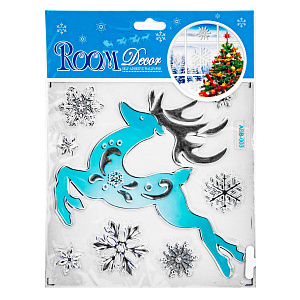 Наклейки новогодние на стекло 21,5х16,5см QLPG - 128 000000000001220330