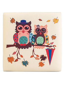 Пуфик куб 35х35х35см складной этно совы бежево-коричневый лен 000000000001226423