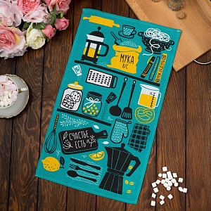 Полотенце кухонное Доляна Счастье есть 35х60см 100%хл 160г/м2 4136462 000000000001200815