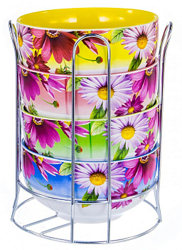 Набор салатников 4шт 560мл АНЕМОНЫ металлический стенд подарочная упаковка 000000000001178508