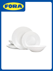 Набор столовой посуды 12 предметов FORA белый стеклокерамика 000000000001223454