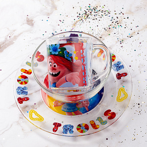 Набор детской посуды 3 предмета ND PLAY Поп Тролли 2 стекло 000000000001203145