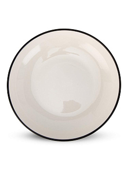 Тарелка десертная 20см черная кайма керамика 000000000001227219