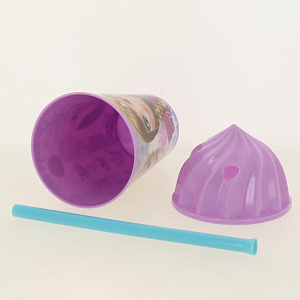 Стакан пластиковый 430мл с соломинкой и объемной крышкой в виде мороженного Холодное сердце Цветы Stor 274646/86885 000000000001193187