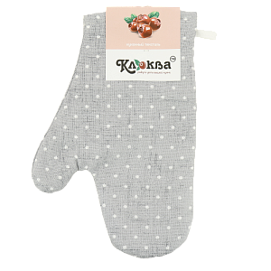Рукавица кухонная КЛЮКВА Горох на льне серая рогожка хлопок 000000000001207436