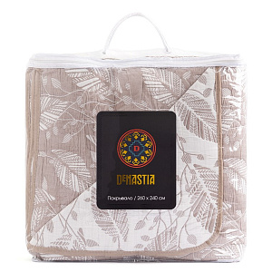 Покрывало 260x240см DE'NASTIA Тропики2 3слоя бежевое жаккард 55%хлопок 45%полиэстер 000000000001212610