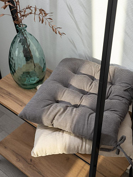 Подушка на стул 40х40см DE'NASTIA светло-серый вельвет полиэстер 000000000001226733