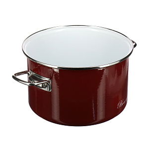 Кастрюля 5,5л VITROSS Белые цветы цилиндрическая форма вишнёвый эмалированная сталь 000000000001114768