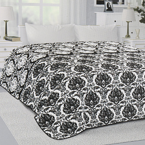 Покрывало 200x240см DE'NASTIA Византия 3слоя черное жаккард 55%хлопок 45%полиэстер 000000000001206840