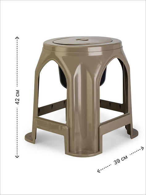 Портативный туалет 42х39см для взрослых бежевый полиэтилен 000000000001227344