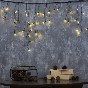 Гирлянда-Бахрома 1,8м 48LED LUAZON LIGHTING IP20 8 режимов 220В тёмная нить свечение тёплое белое 000000000001207979