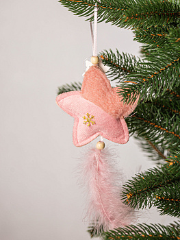 Декоративное украшение Звёздочка/Елочка/Сердечко 23см DARLENS перо розовый 000000000001209884