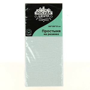 Простыня на резинке 180х200х25см ПОСУДА ЦЕНТР голубой трикотаж хлопок 000000000001187003