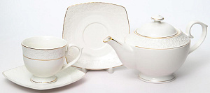 Набор чайный 13 предметов BALSFORD НЕЖНОСТЬ (чашка 300мл-6шт,блюдце-6шт,чайник 850мл) подарочная упаковка фарфор 000000000001207522