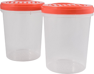 Набор банок Plast Team PATTERN, с закручивающейся крышкой, коралловый, 2 шт. (1л), 115х115х180 (PT9859) 000000000001201525