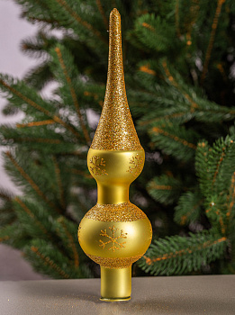 Верхушка для елки 20см БИРЮСИНКА Зимняя золото стекло 000000000001207633